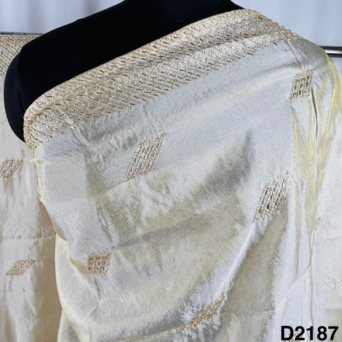 Dyeable Cutdana Zari Sequins Simmes Tissue Dupatta-D2187